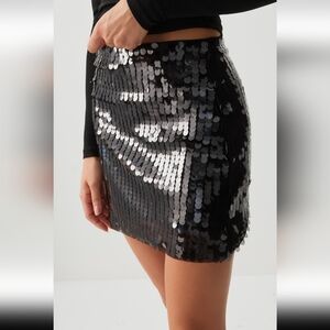 NWT Black Sequin Mini Skirt Large